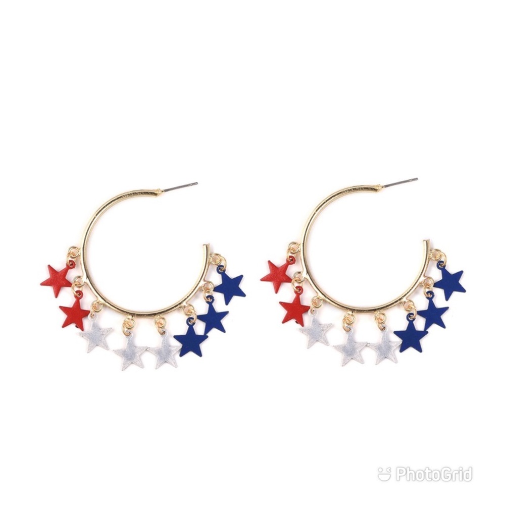 Set of 2 Chroma Patriotic Star Earrings - Picture 3 of 3